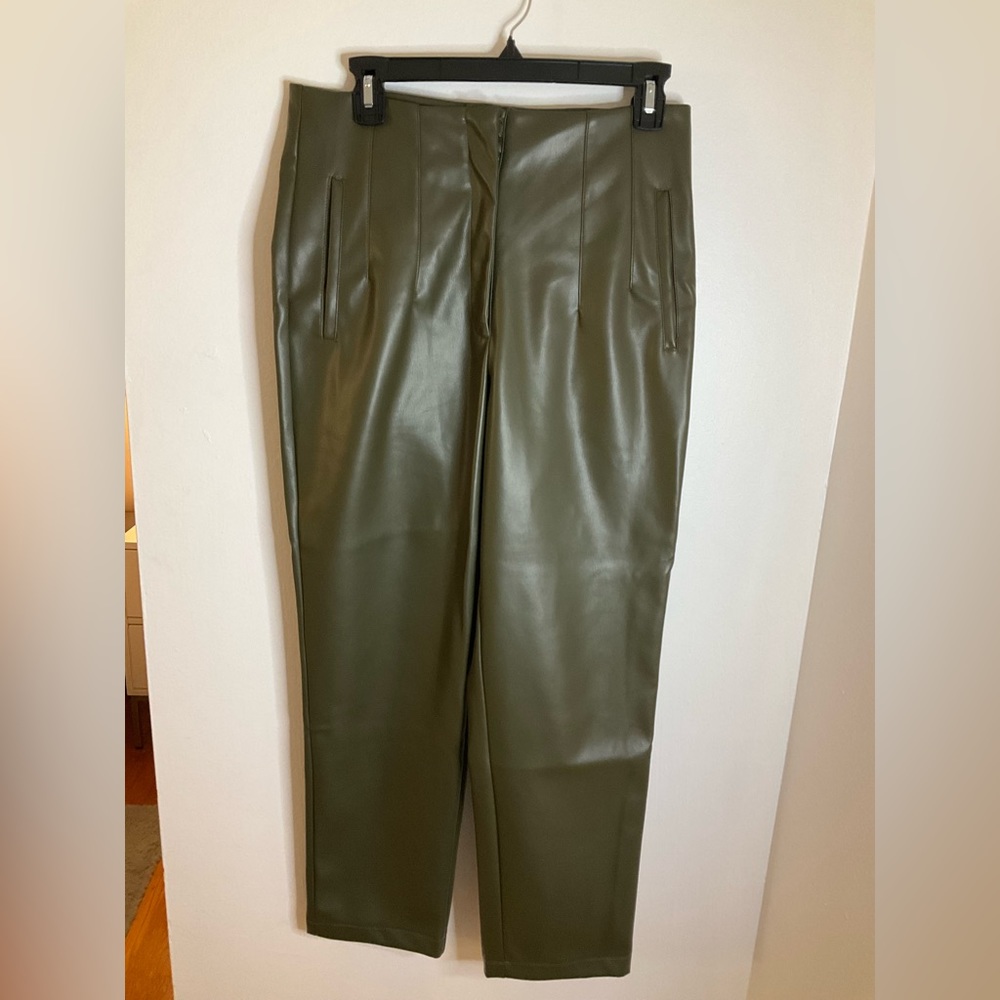 Cropped high waisted leather pants